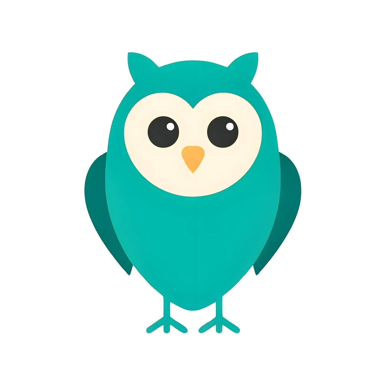 Charming Teal Owl: Cute Flat Design Wildlife Art