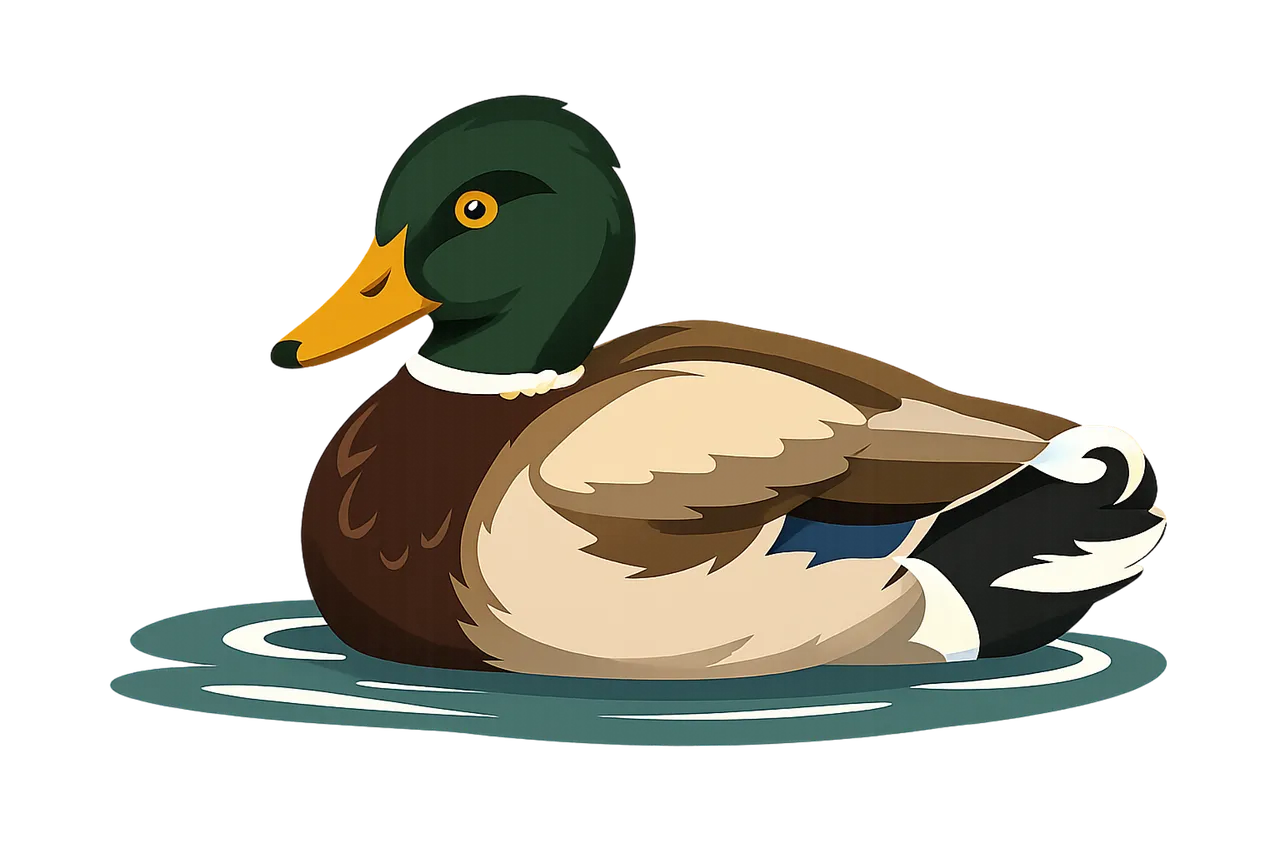 Charming Cartoon Duck: Serene Waterfowl Illustration