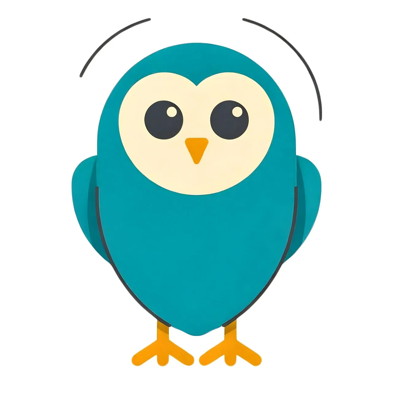 Charming Blue Owl: Adorable 2D Flat Design