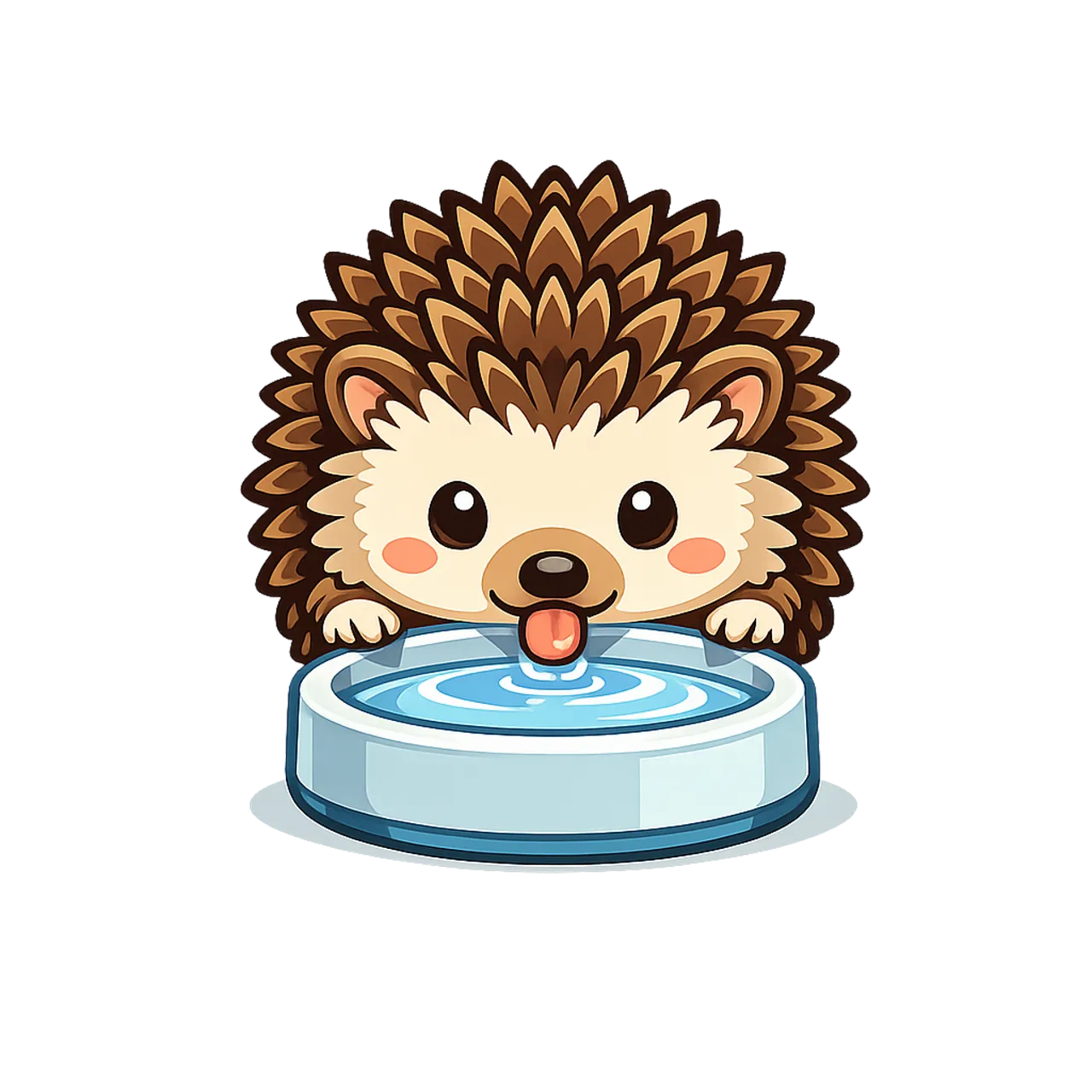 Adorable Hedgehog Quenches Thirst in Charming Cartoon