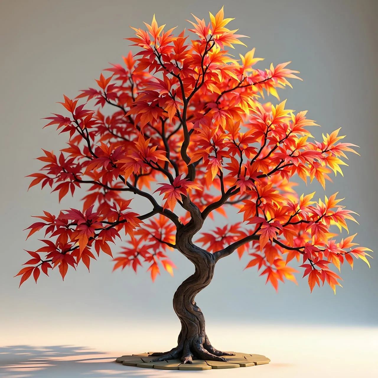 Vibrant Autumn Bonsai: A Miniature Masterpiece of Tranquility