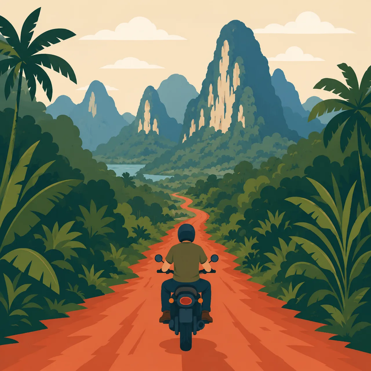 Thrilling Jungle Ride: Motorcycle Adventure Through Tropical Mountains