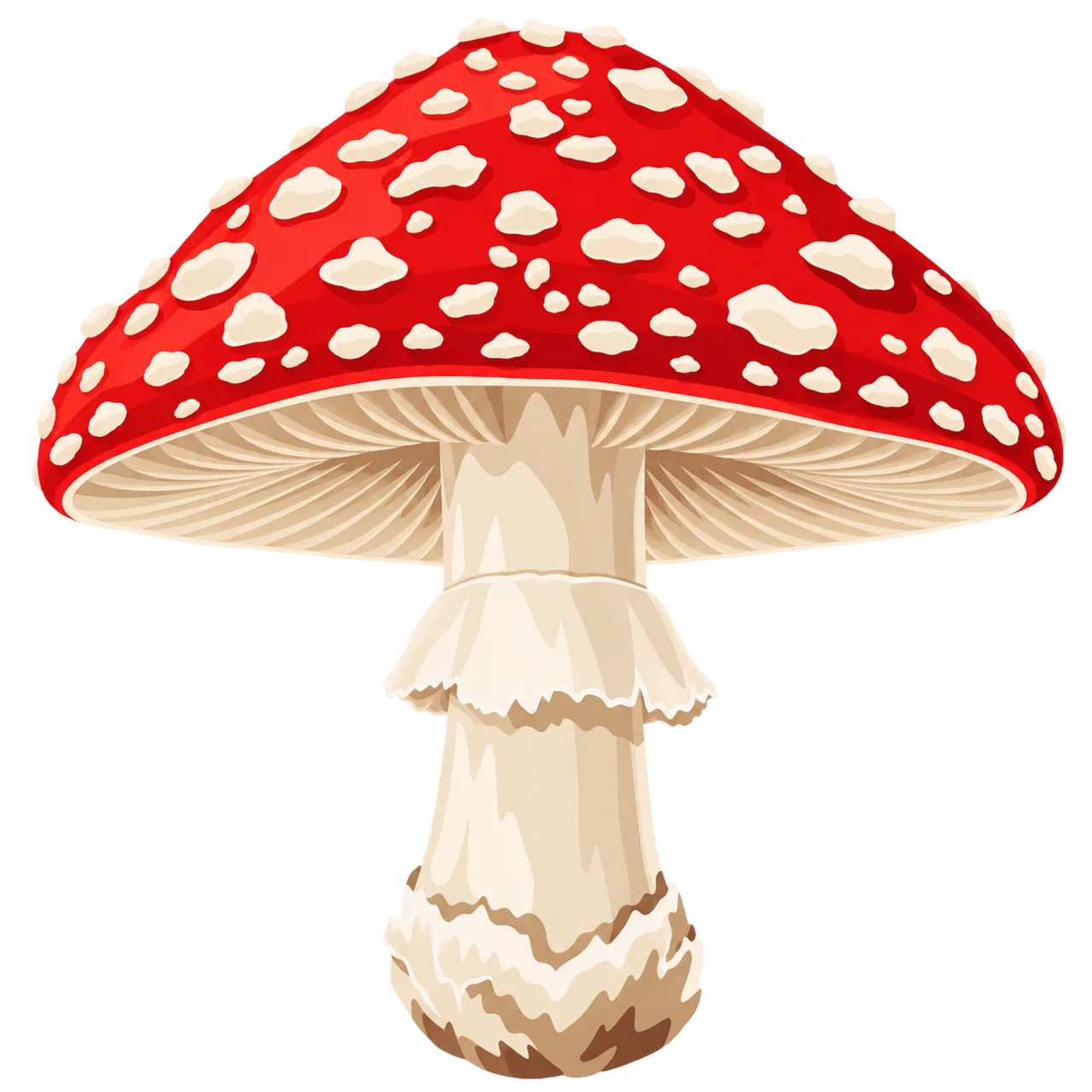 Vibrant Fly Agaric: Iconic Red-Capped Mushroom Illustration