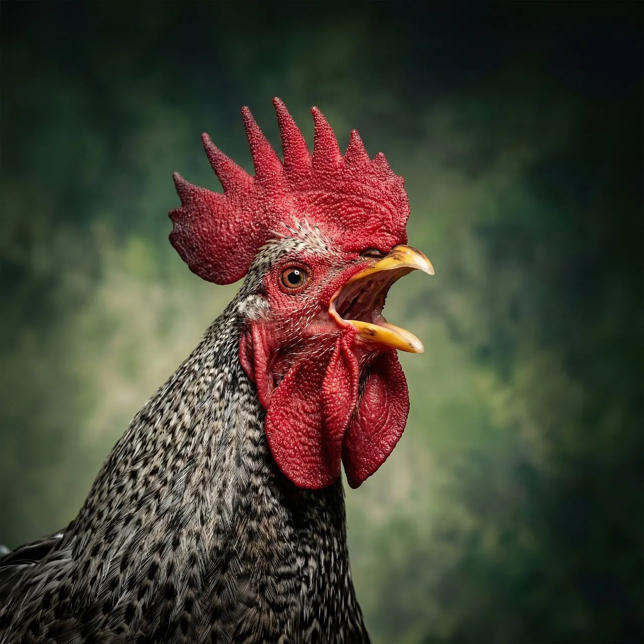 Vibrant Rooster's Call: Majestic Farm Bird Close-up