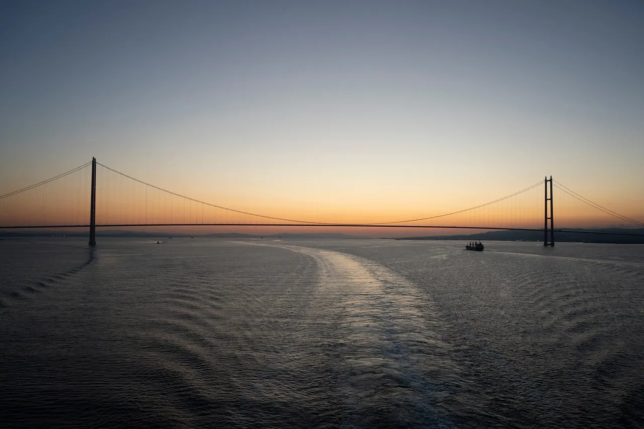 Breathtaking Sunset Over Serene Sea Bridge