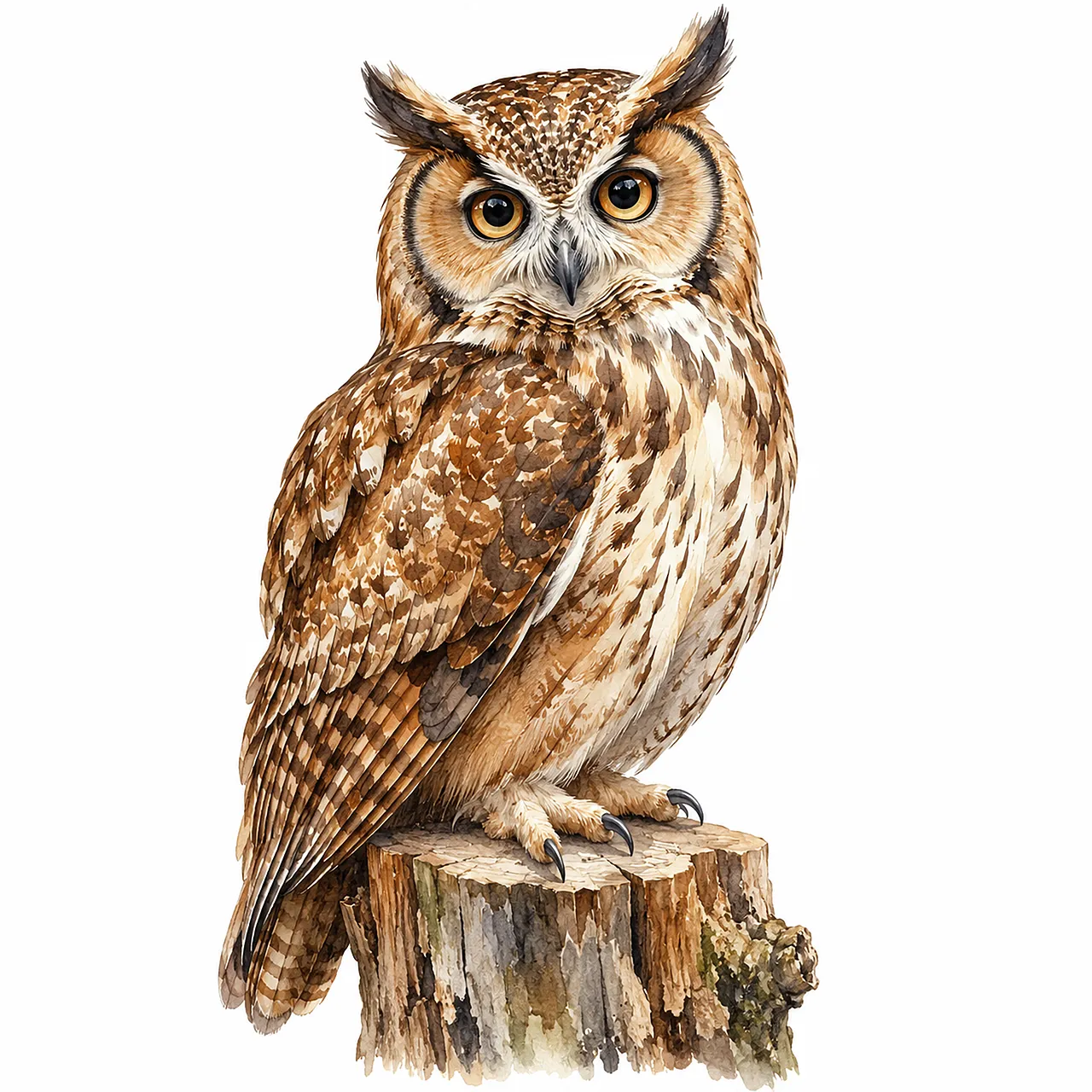 Stunning Watercolor Owl: Captivating Forest Predator
