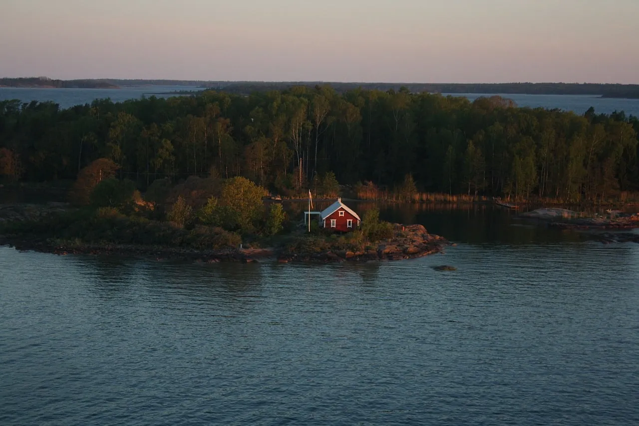 Enchanting Nordic Island Home at Golden Sunset