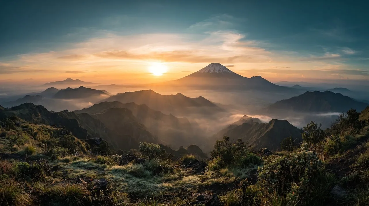 Breathtaking Fuji Sunrise: Misty Mountain Panorama