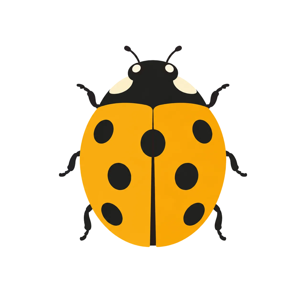 Charming Yellow Ladybug: Cute Cartoon Insect Illustration