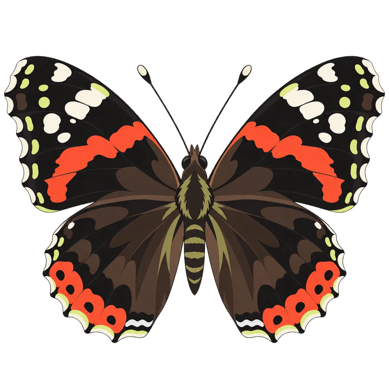 Vibrant Red Admiral: Symmetrical Beauty in Flight