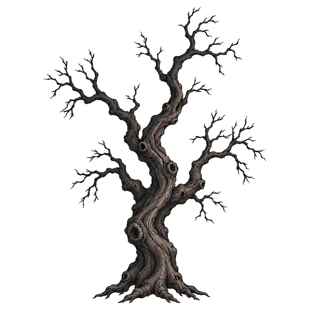Haunting Dead Tree Illustration: Gothic Spooky Nature Art