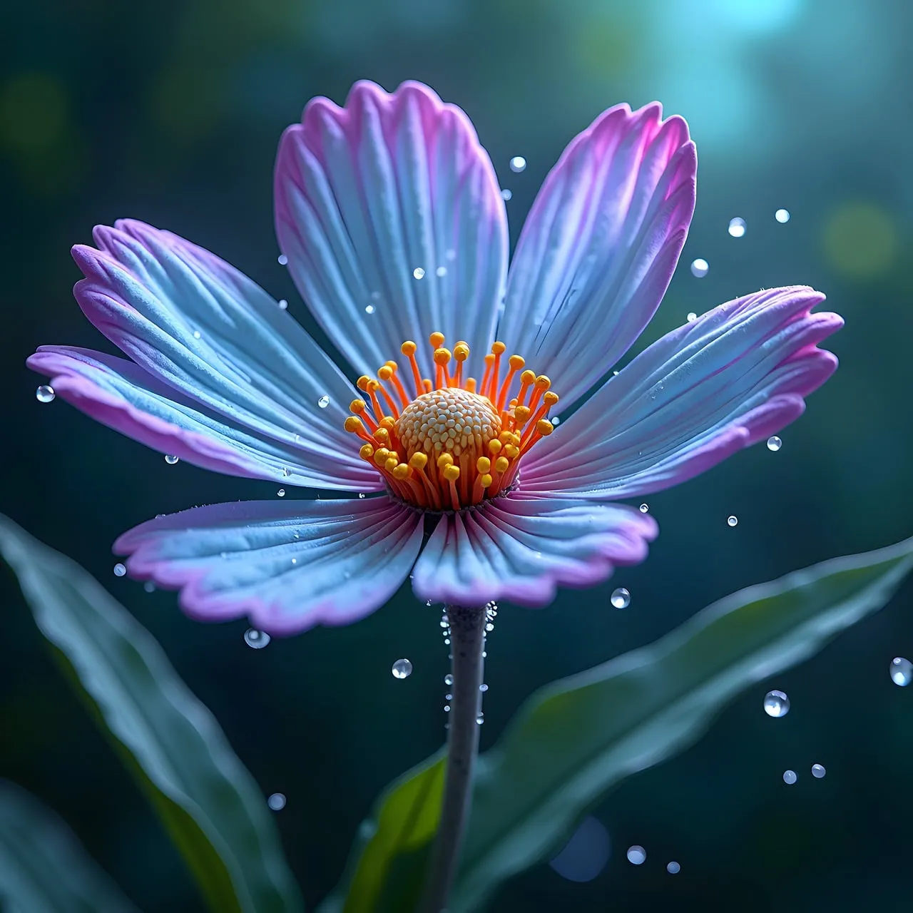 Vibrant Dewdrop Bloom: Macro Nature's Detail