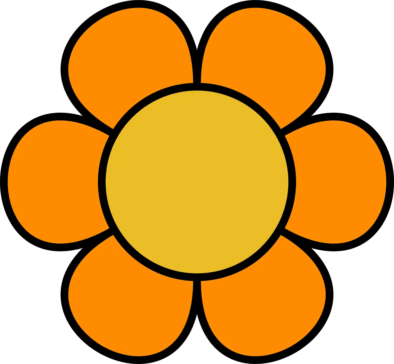 Vibrant Retro Flower: Bold Orange Blossom Illustration