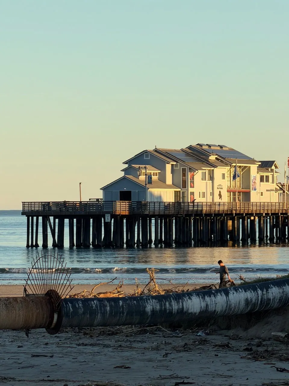 Golden Hour Serenity: California Pier at Sunset