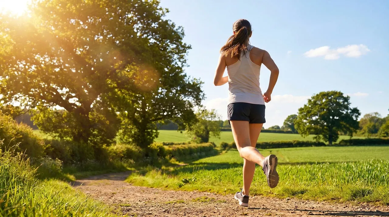 Radiant Outdoor Run: Woman Embracing Summer Nature