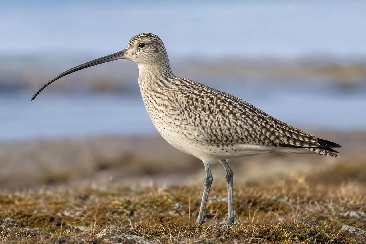 Stunning Curlew: Endangered Shorebird in Natural Tundra Habitat