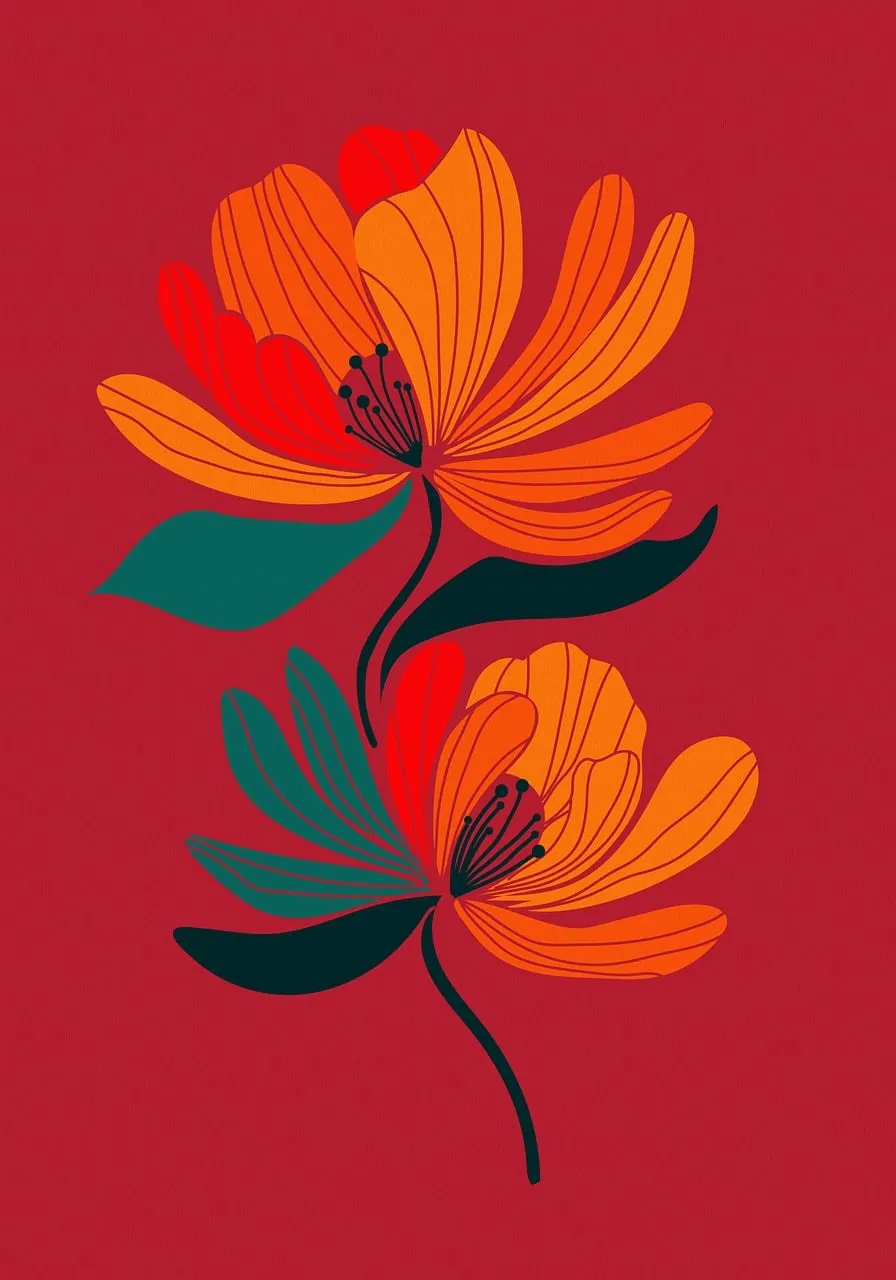 Vibrant Boho Bloom: Abstract Autumnal Floral Art