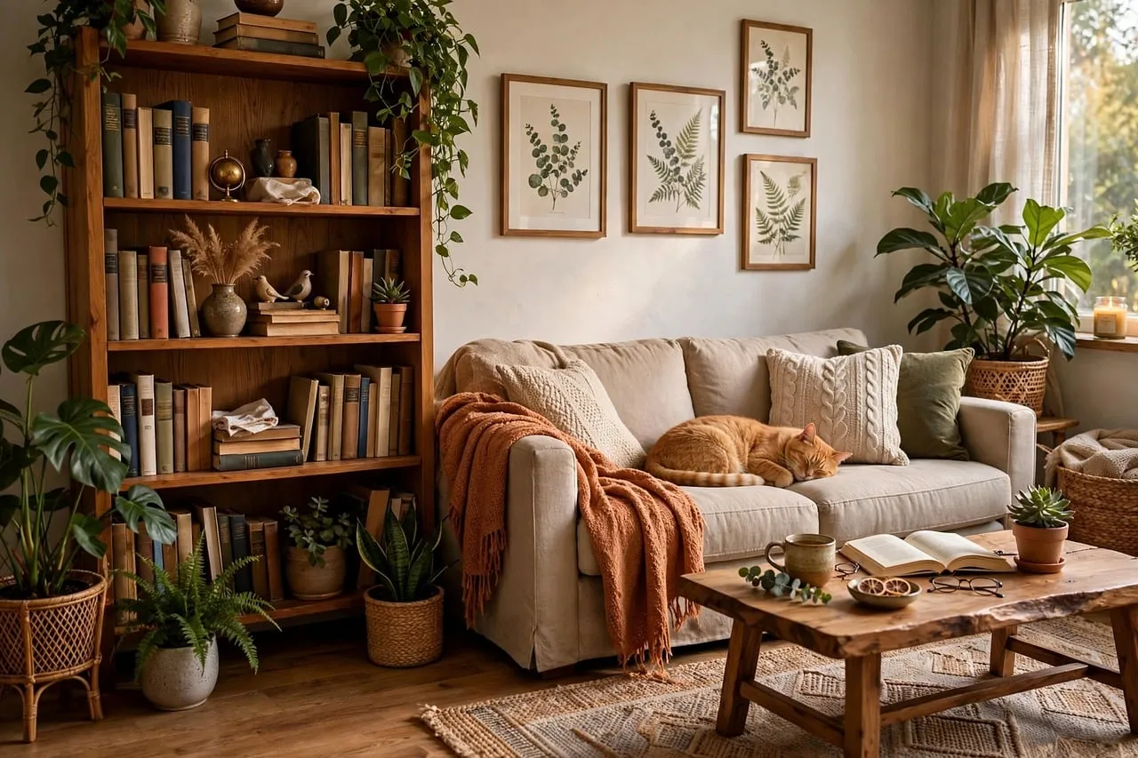 Cozy Cat Sanctuary: Warm Living Room Comfort