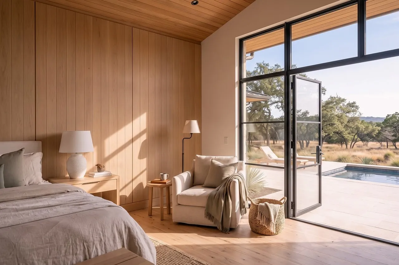 Serene Bedroom Oasis: Natural Light & Outdoor Views