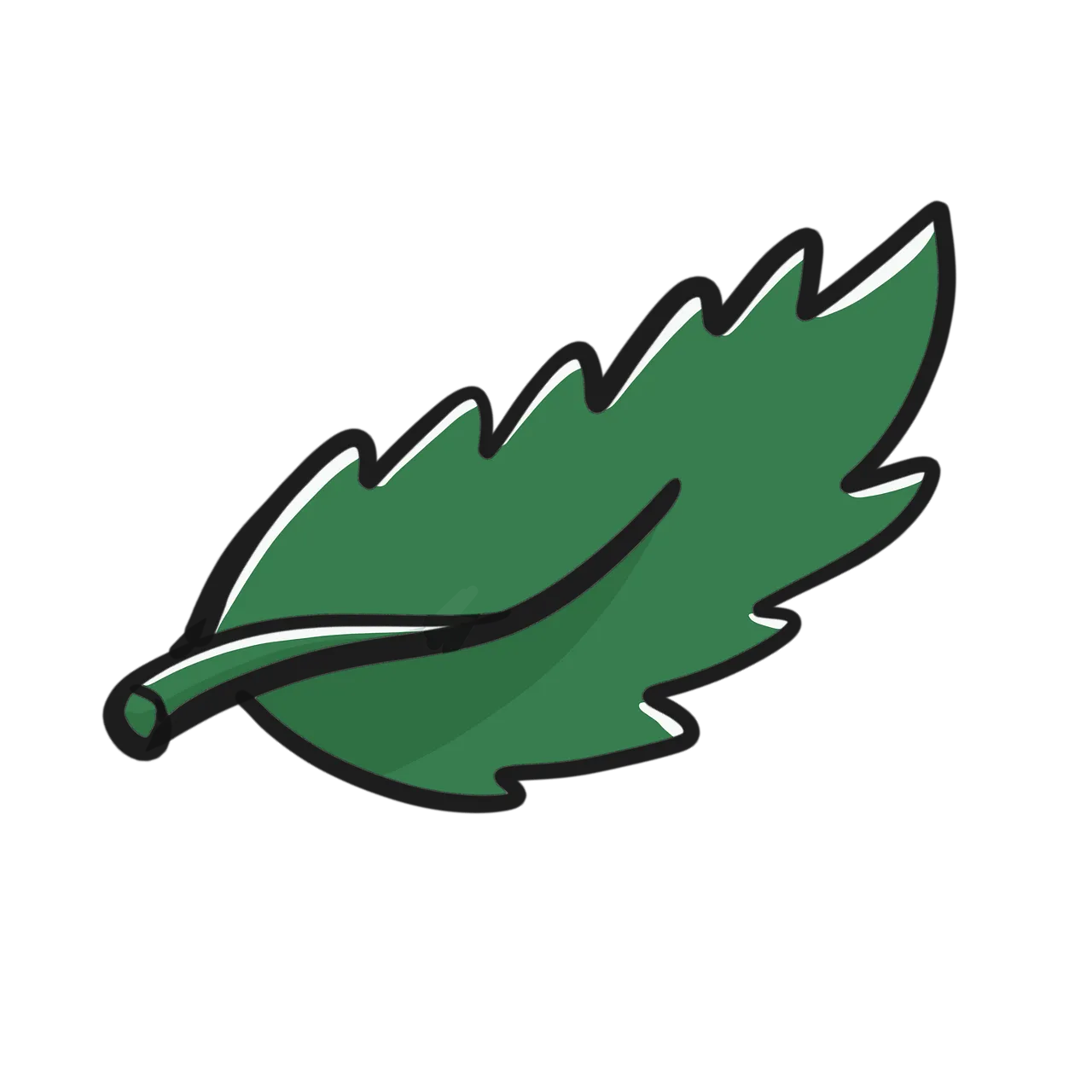 Charming Childlike Green Leaf Doodle Illustration