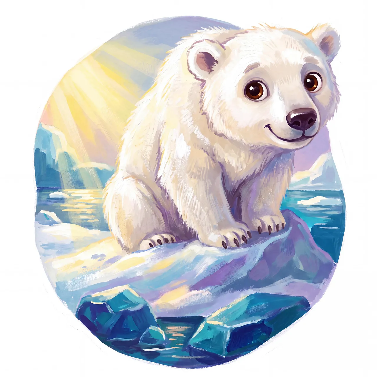 Charming Arctic Cub: Adorable Polar Bear Illustration