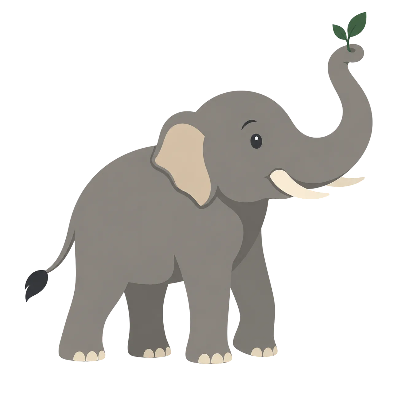 Charming Elephant with Leaf: A Symbol of Nature's Gentle Giant