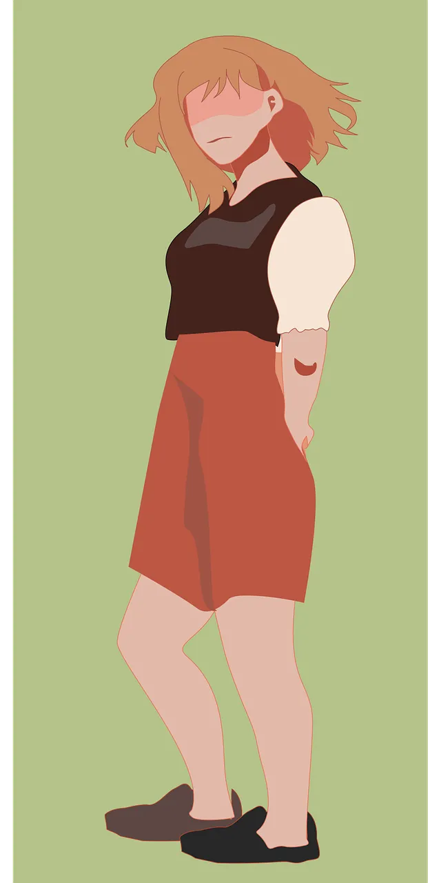 Minimalist Fashion: Modern Girl in Red Dress Illustration
