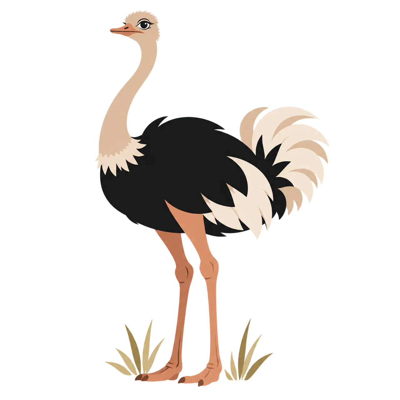 Charming Ostrich Mascot: Flat Style Safari Icon