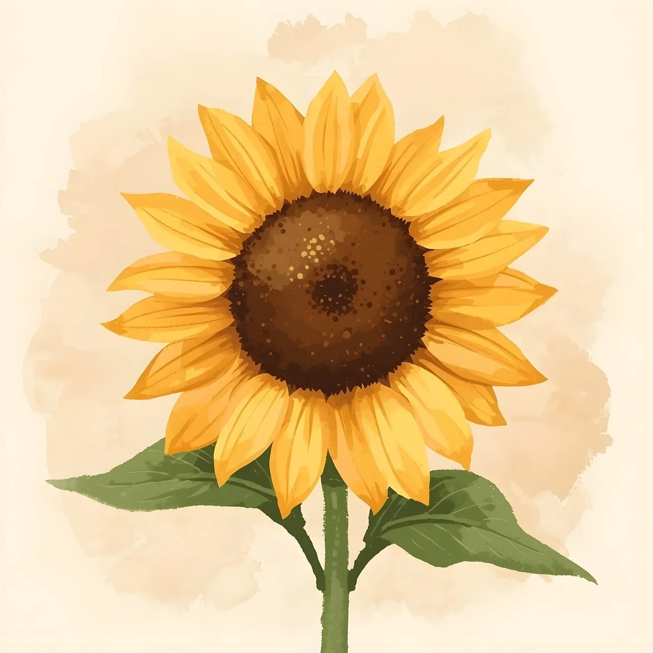 Vibrant Watercolor Sunflower: Summer's Golden Embrace
