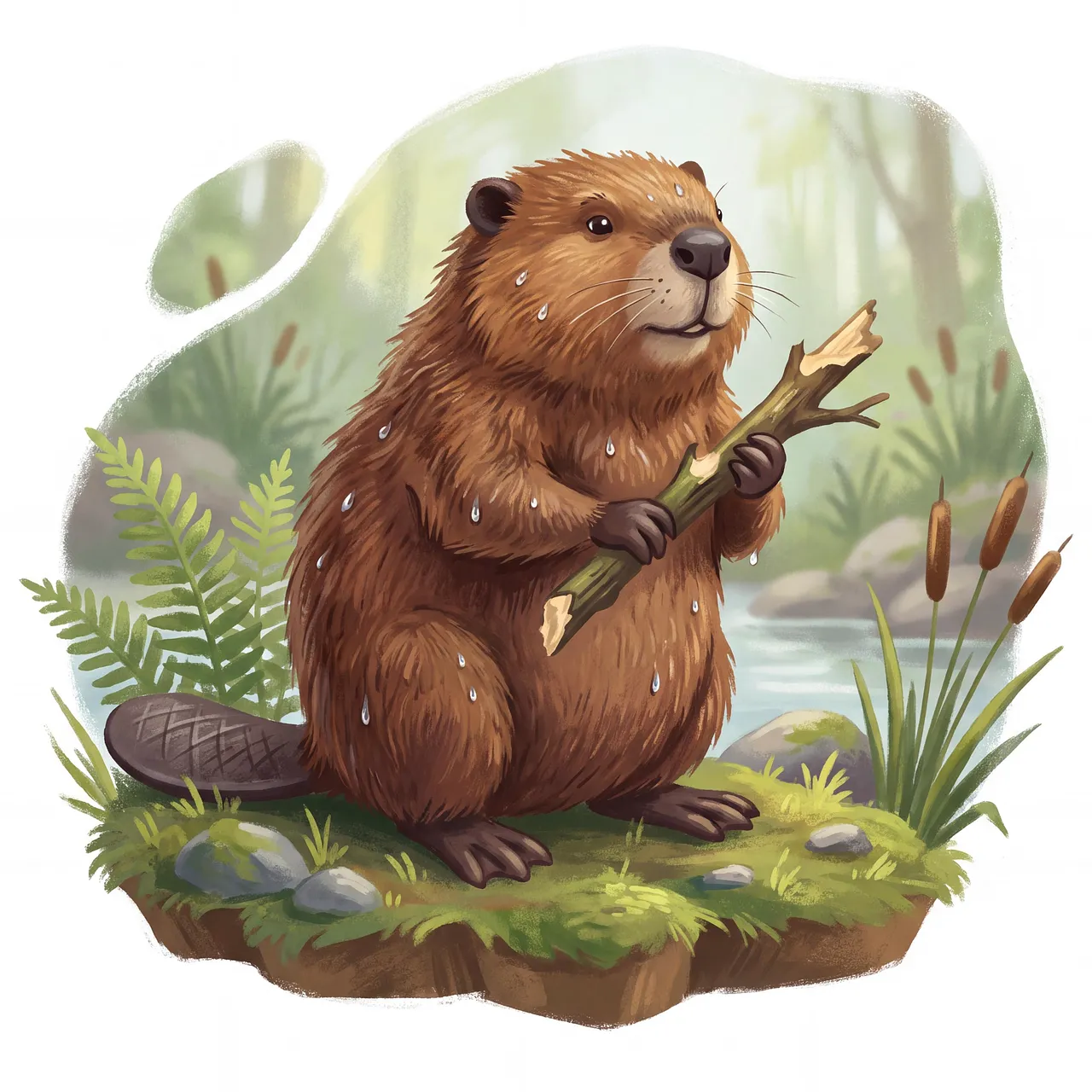 Charming Cartoon Beaver: Adorable Woodland Creator
