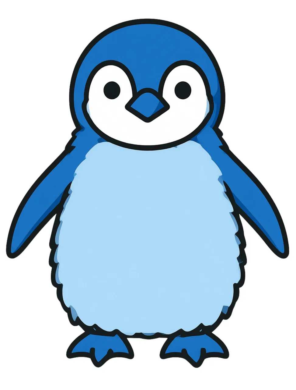 Charming Blue Cartoon Penguin: Adorable Aquatic Art