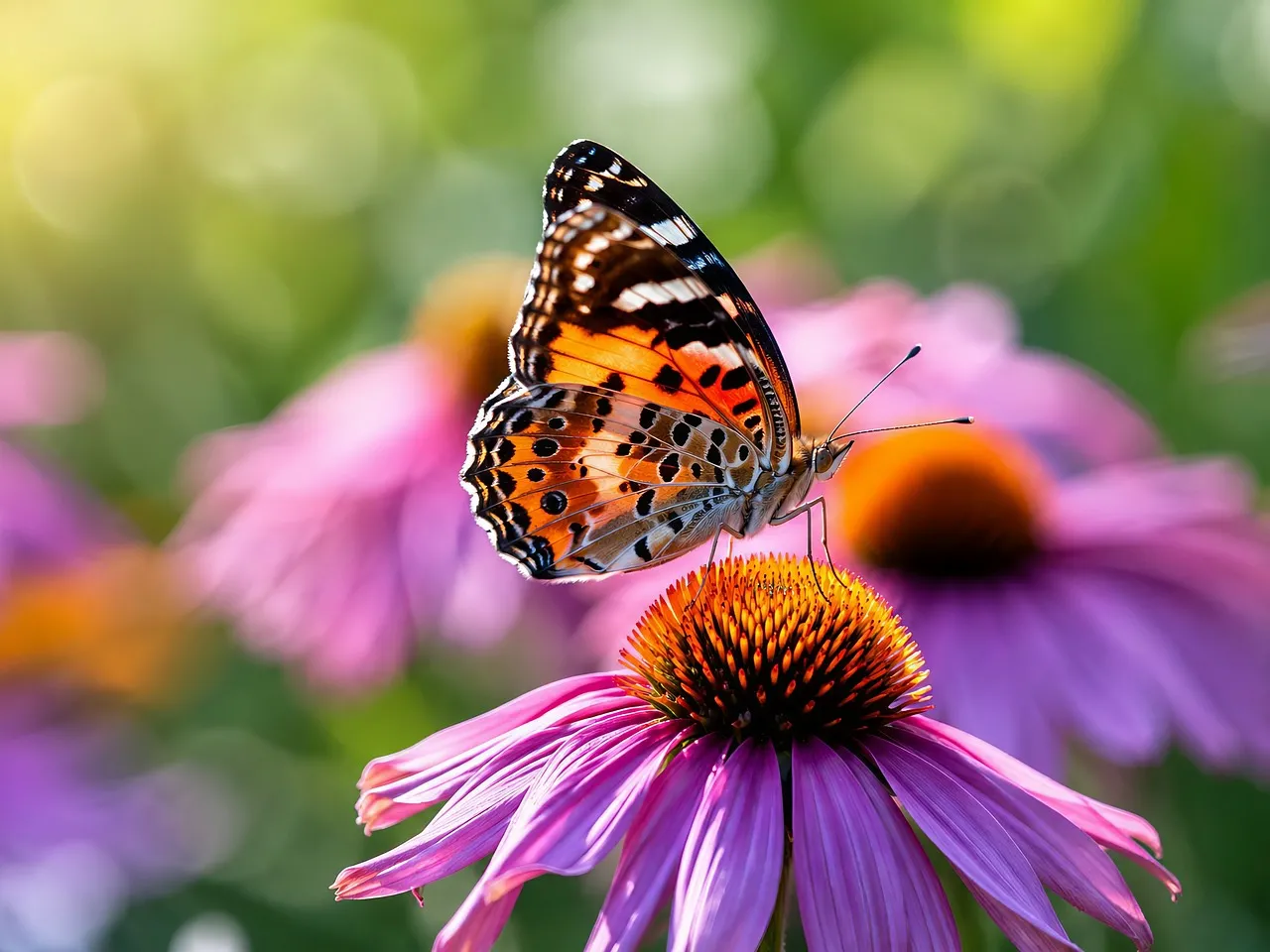 Vibrant Butterfly on Coneflower: A Spring Macro Masterpiece