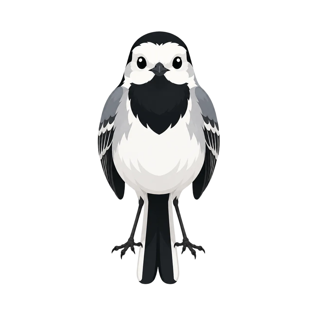 Charming Cartoon White Wagtail: A Delightful Bird Illustration