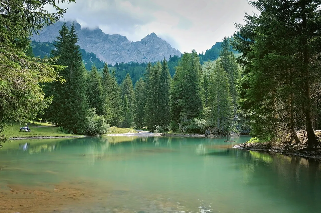 Serene Alpine Lake: Majestic Mountains & Pristine Forest