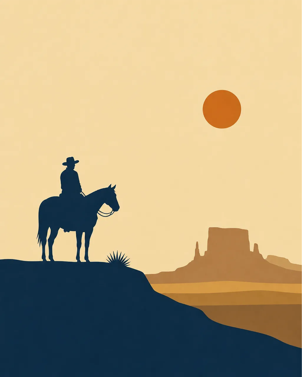 Stunning Wild West Silhouette: Cowboy at Desert Sunset