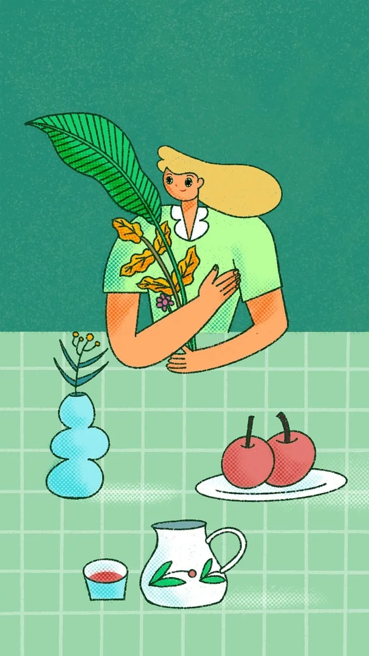 Vibrant Abstract: Woman Embracing Nature's Delightful Harmony