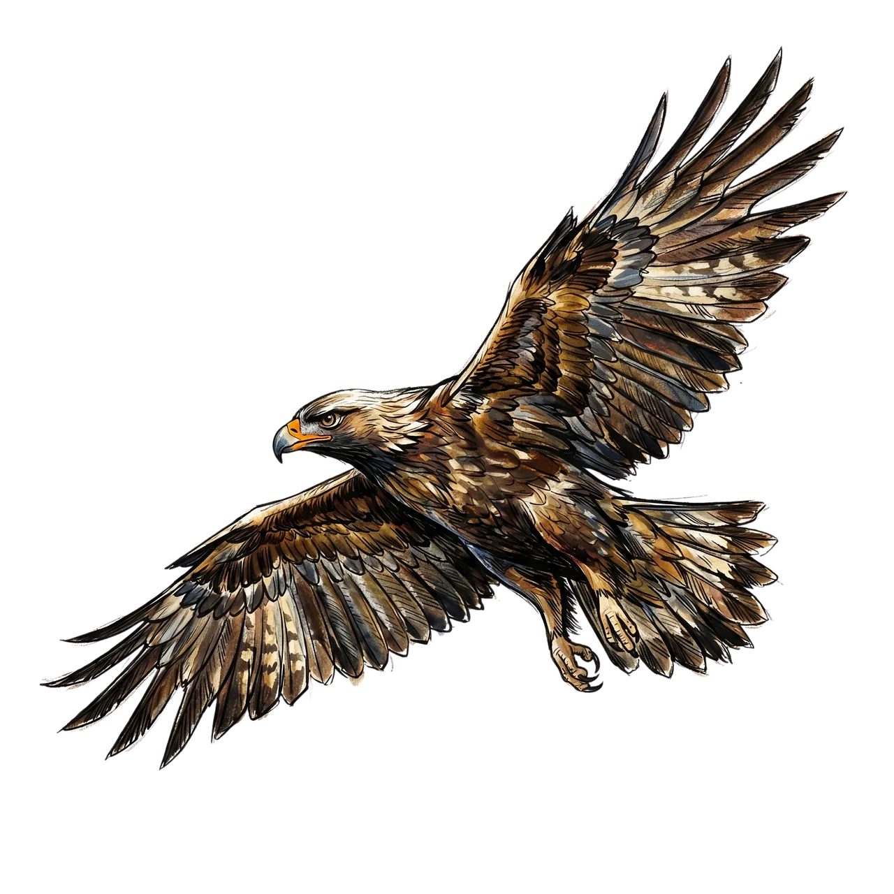 Majestic Golden Eagle: Soaring Predator in Striking Illustration