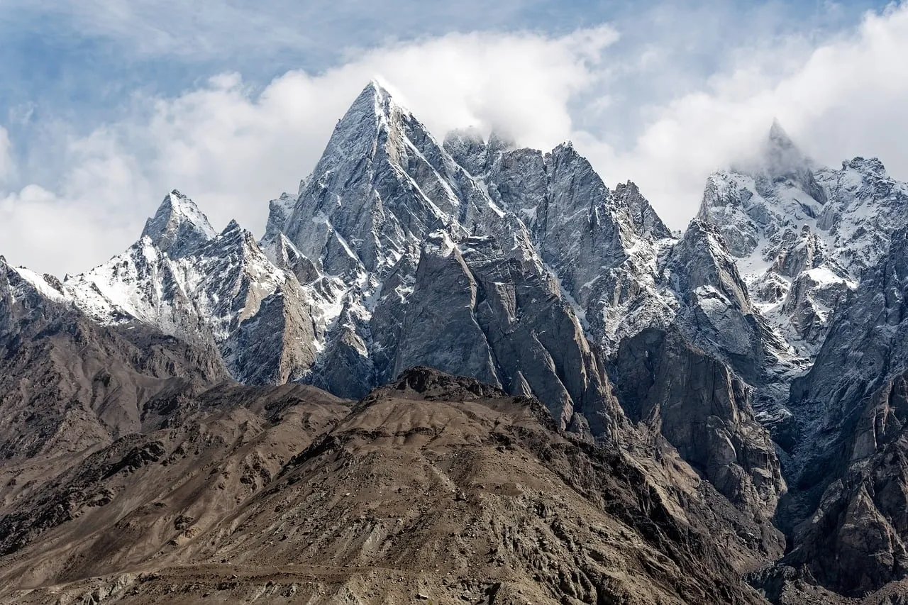 Majestic Karakoram Peaks: A Breathtaking Snow-Capped Landscape