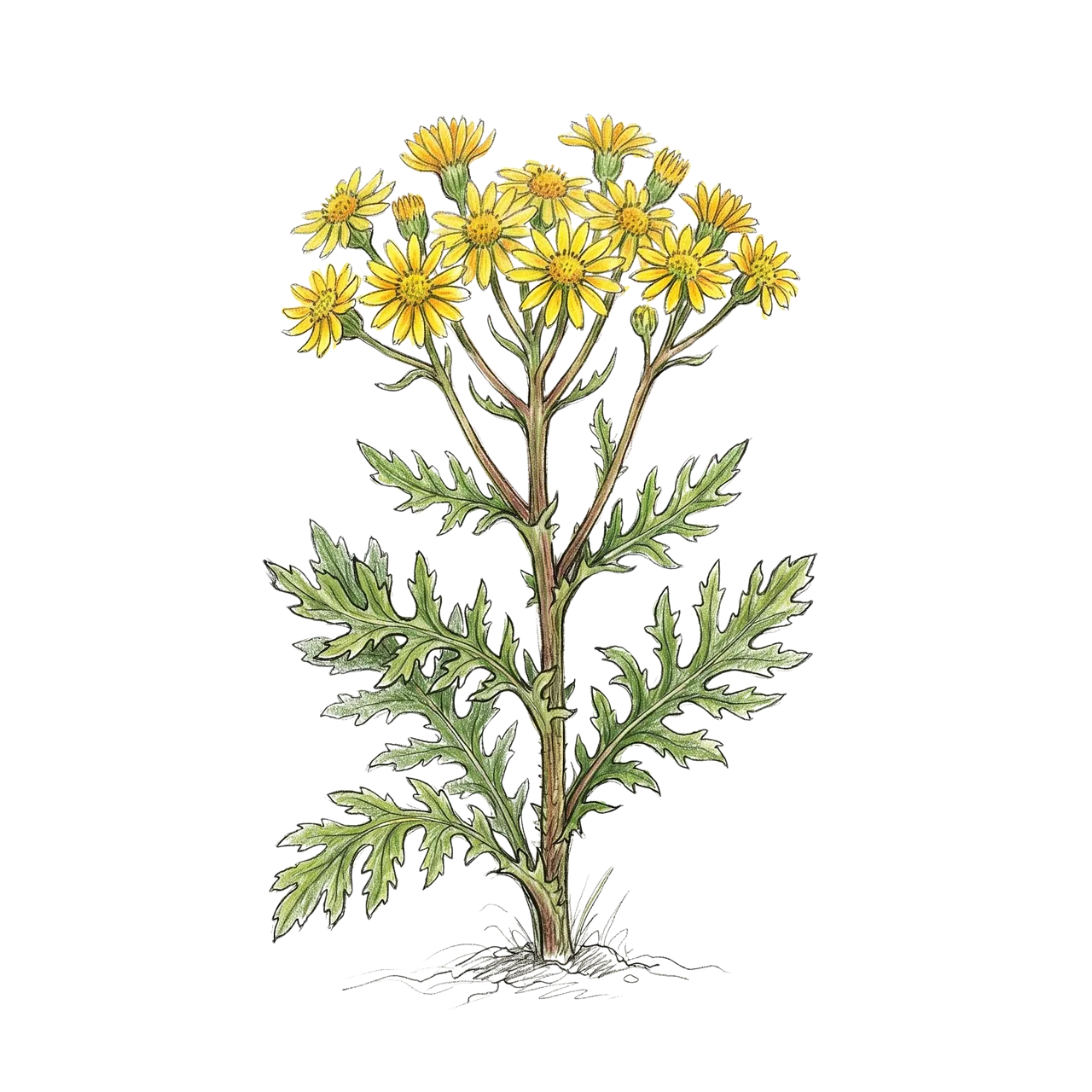 Vibrant Hand-Drawn Yellow Wildflowers for Textile Design
