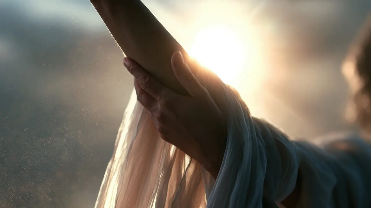 Radiant Embrace: Arms Reaching for Divine Light and Hope