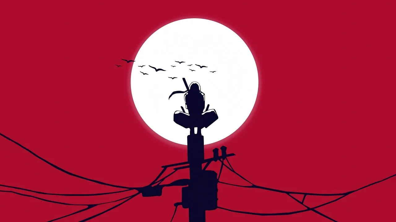 Striking Sunset Silhouette: Lone Figure on Pole
