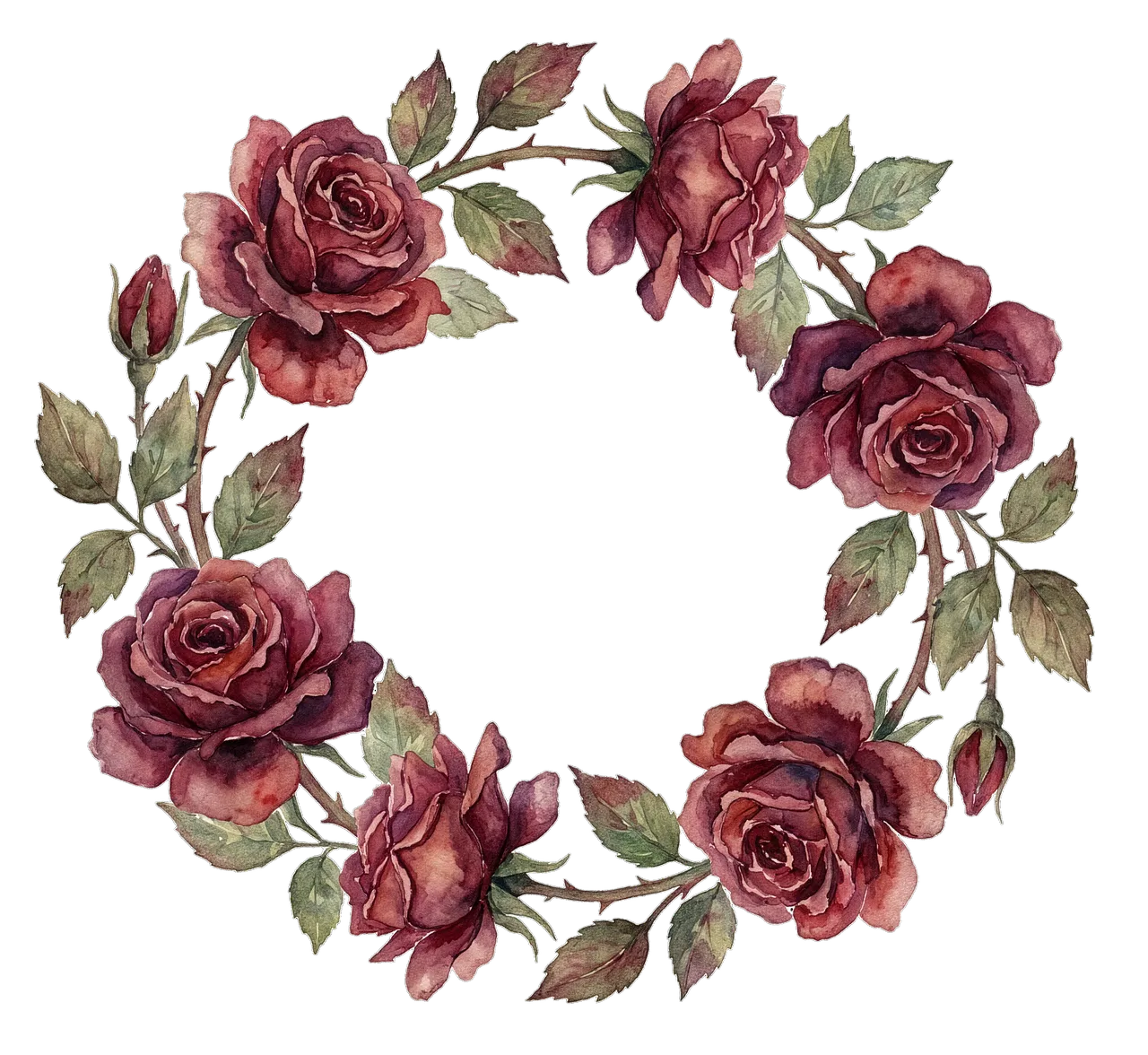 Exquisite Vintage Watercolor Rose Wreath Illustration