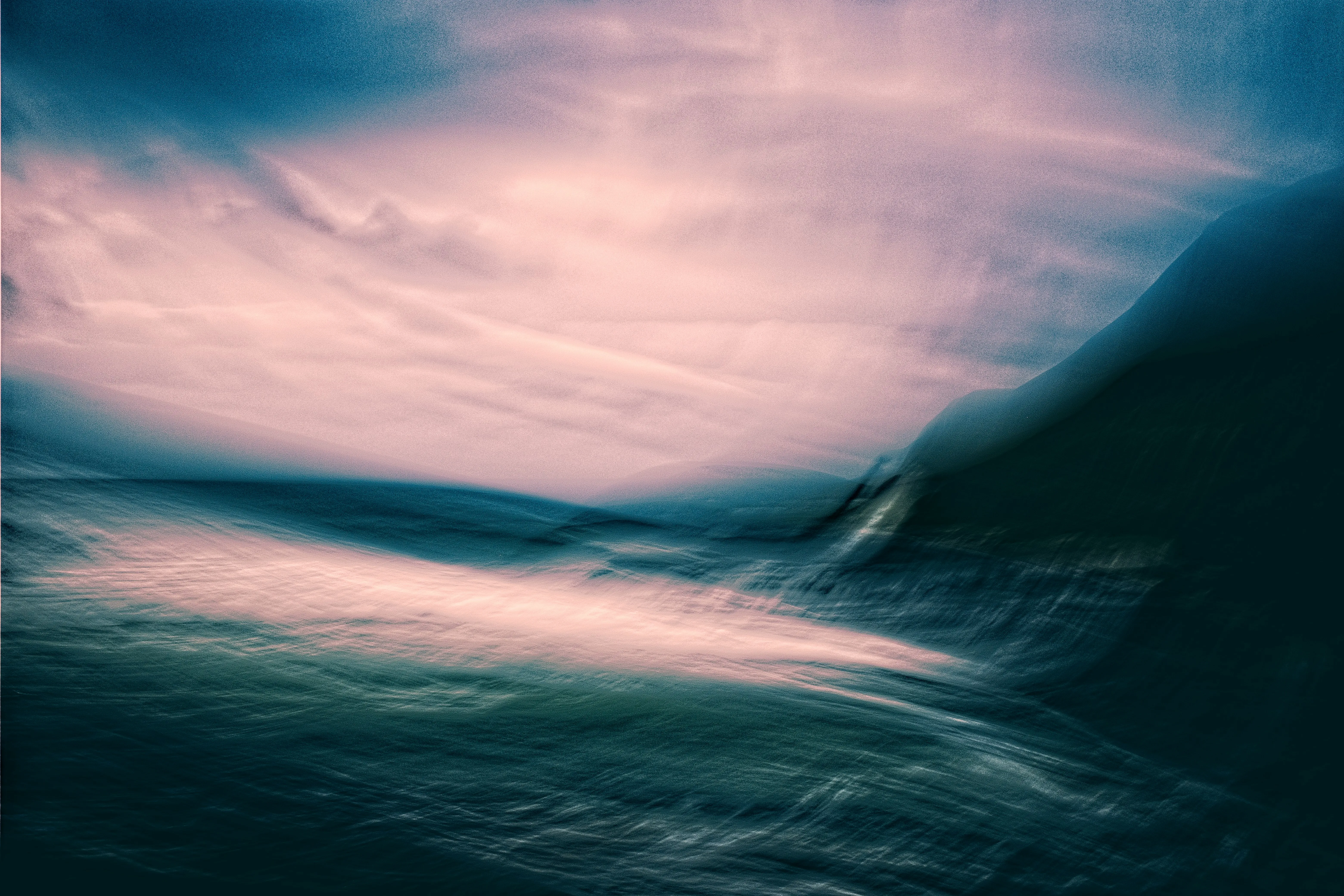 Dreamy Horizon: Abstract Pink and Blue Landscape