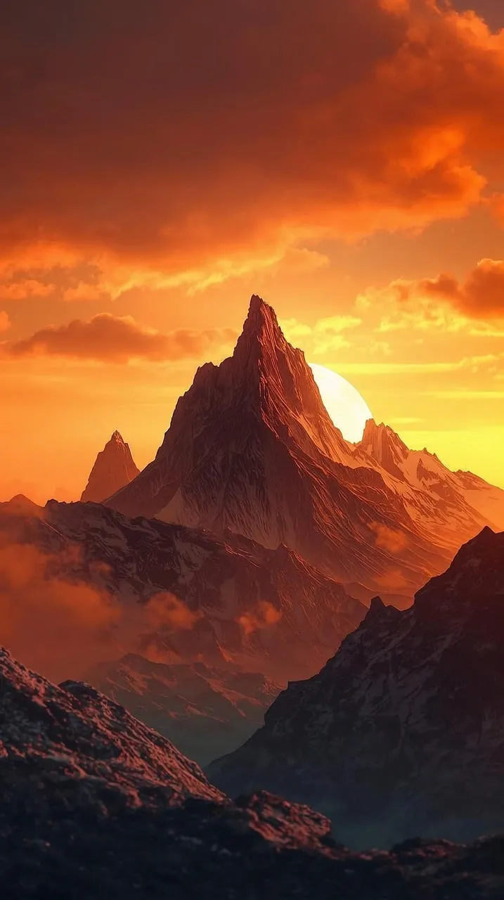 Dramatic Sunset Peaks: Nature's Fiery Embrace