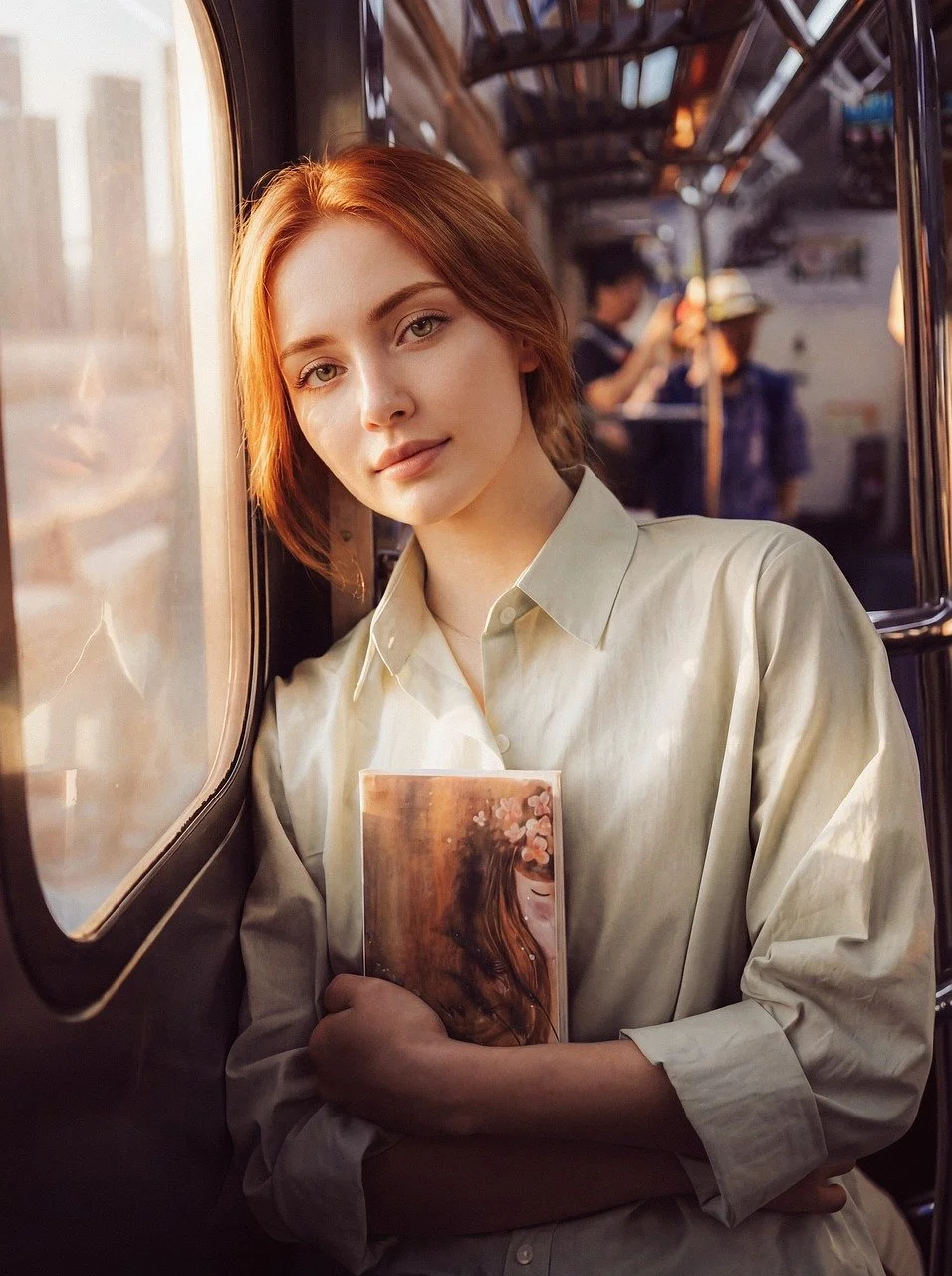 Enchanting Redhead on Train: A Captivating Travel Portrait