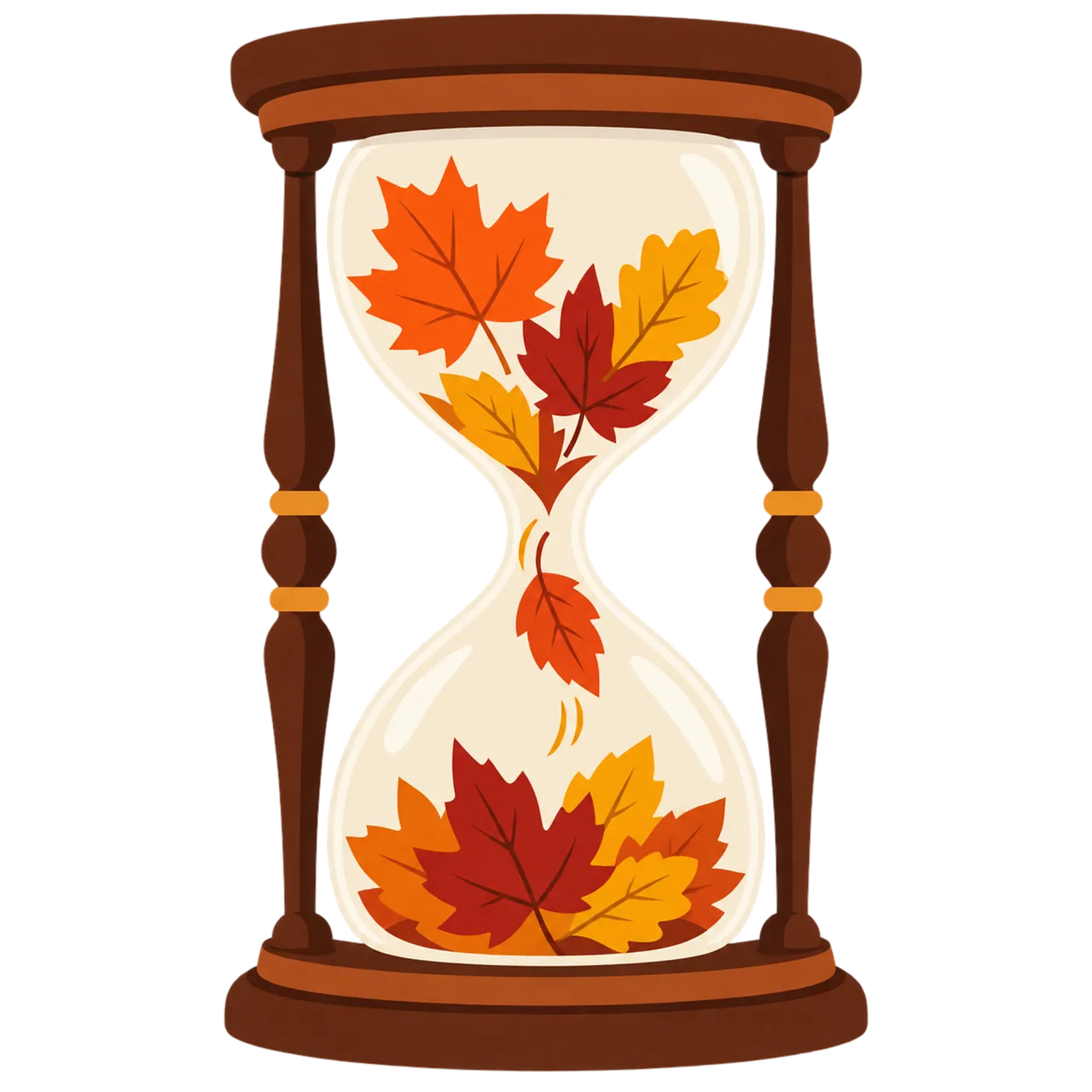 Autumn's Embrace: Hourglass of Falling Maple Leaves
