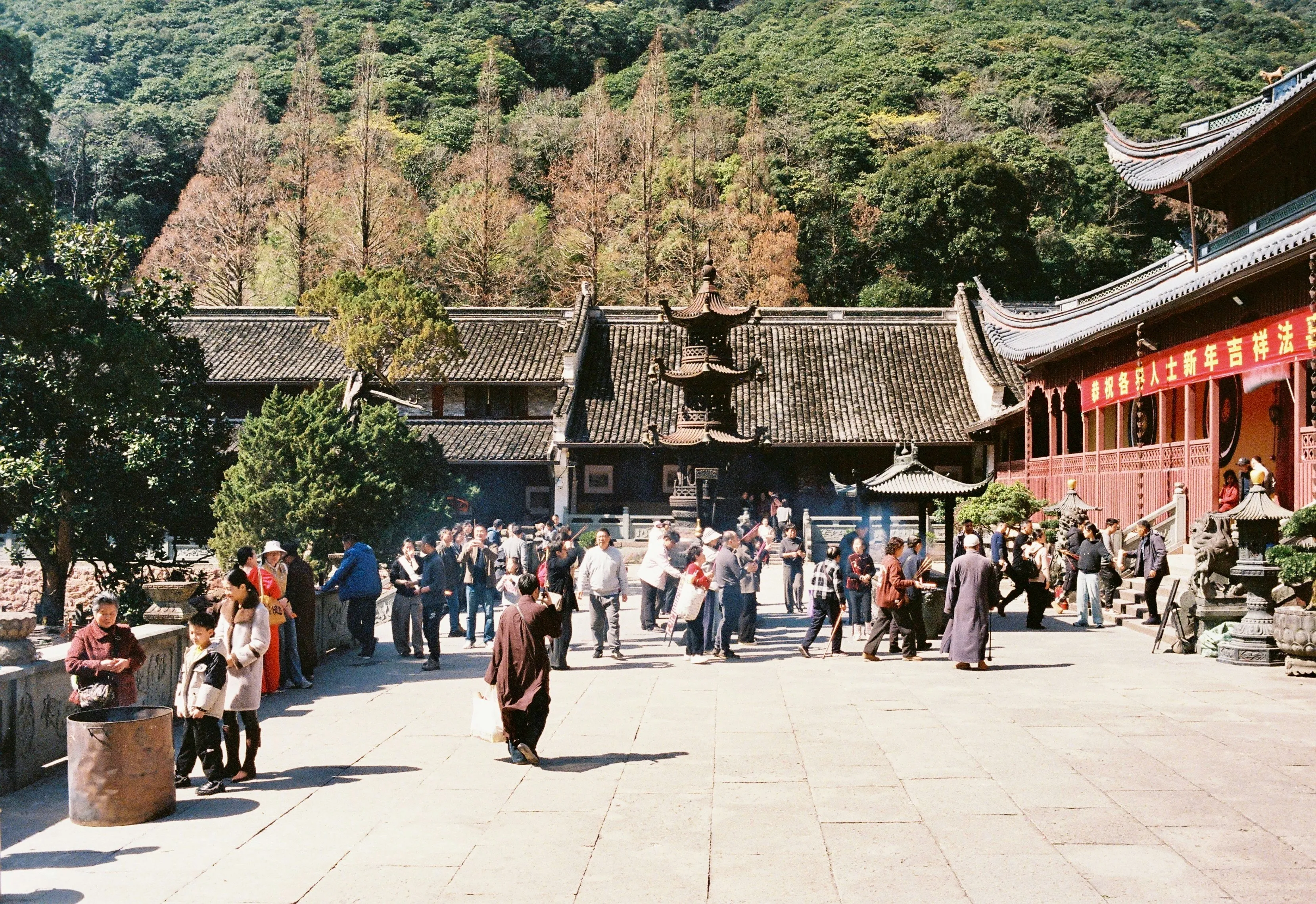 Timeless Asian Temple Courtyard: A Spiritual Gathering