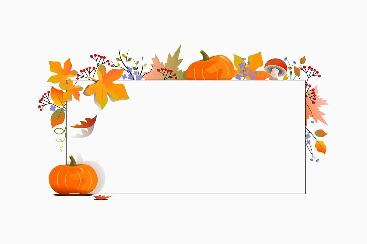 Vibrant Autumn Harvest: Pumpkin & Leaf Border
