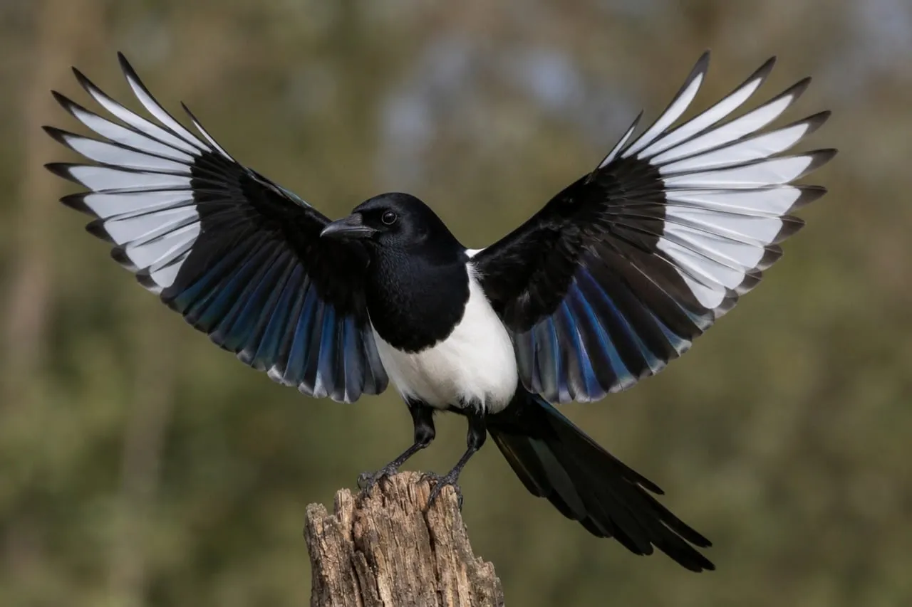 Stunning Magpie Takes Flight: A Vision of Wild Grace