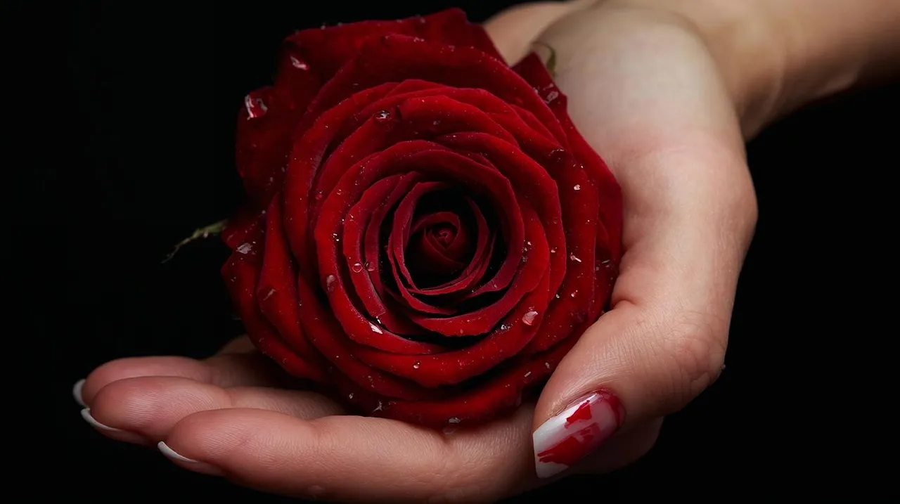 Vivid Crimson Bloom: A Rose's Delicate Embrace